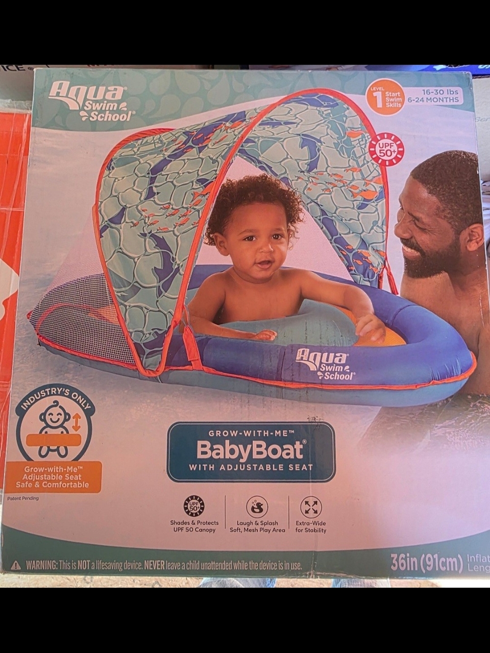 Aqua Swim School BabyBoat with Canopy - Blue/Teal